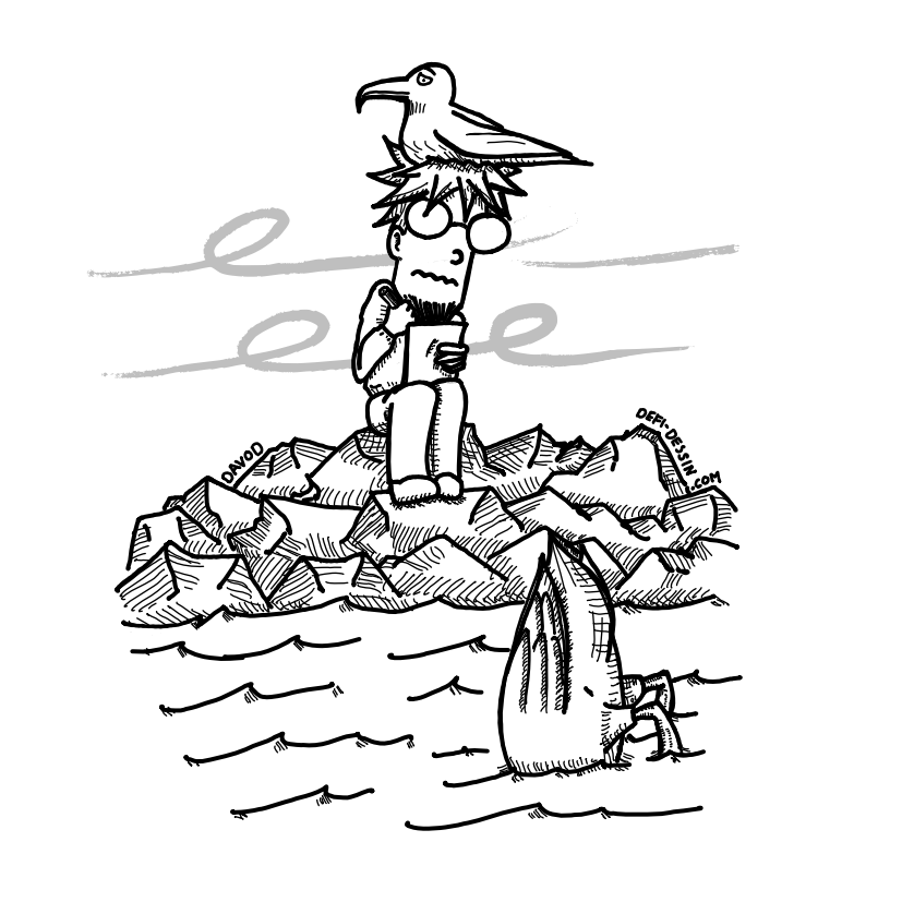 Dessin de Davod gelé au bord de l'eau